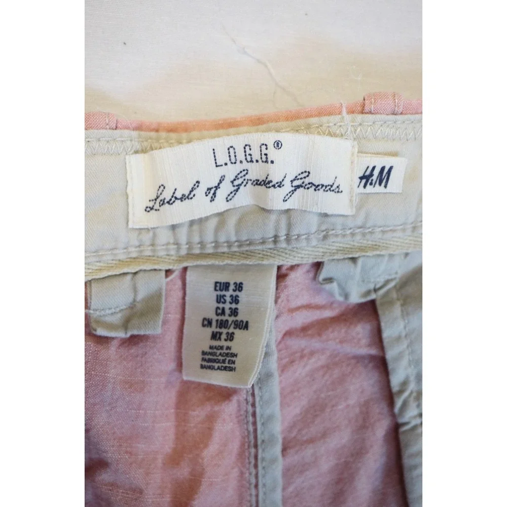 H&M LOGG Mens 36 Salmon Pink Coral Chino Casual Shorts Textured Cotton - Picture 4 of 6